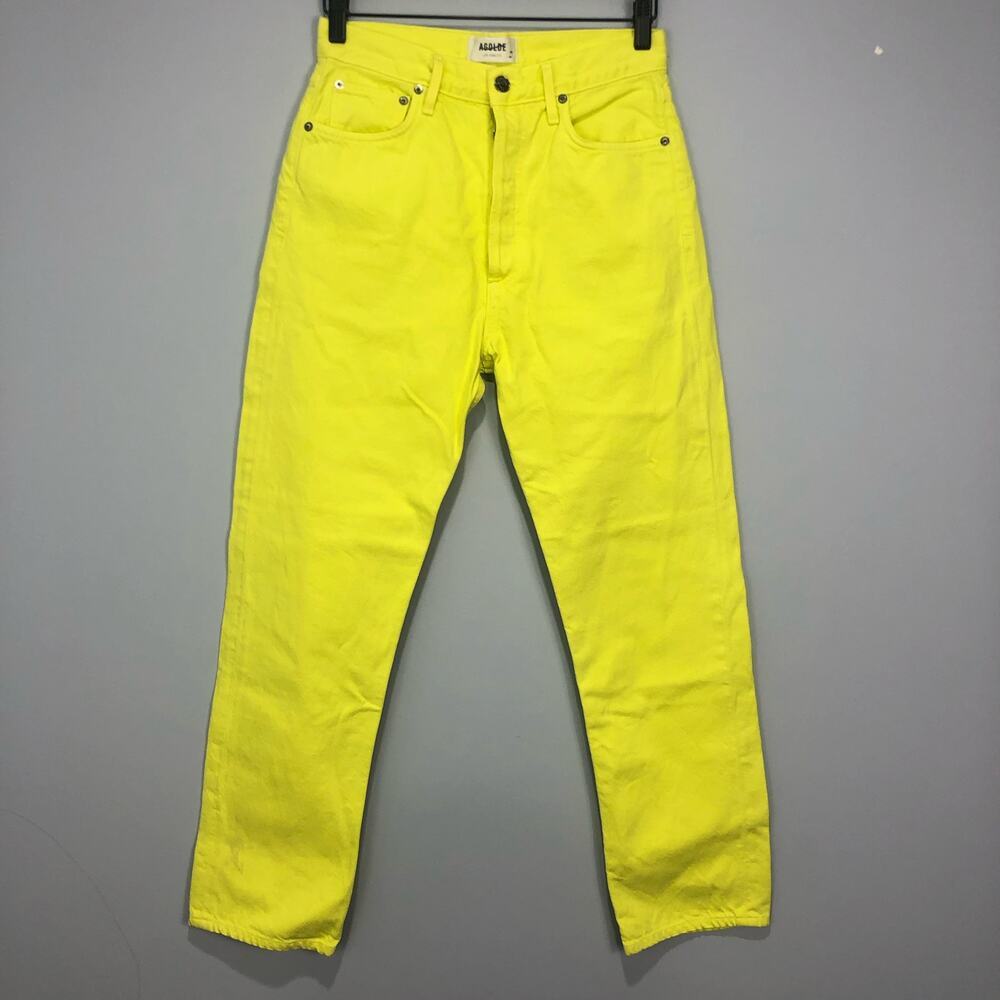AGOLDE 90's Pinch Waist High Rise Straight Button Fly Jeans Mom Lime Size 27